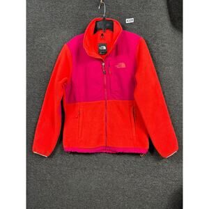 North Face Jacket Womens Medium Red Pink Polartec Full Zip Fleece Outdoor Coat